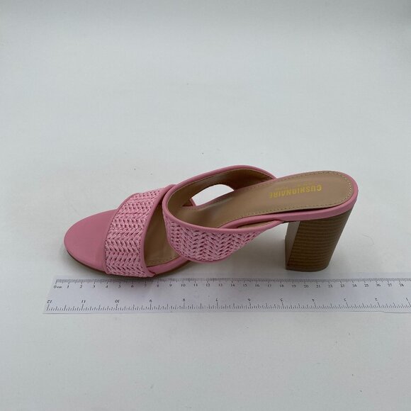 Light Pink Women Chic Open Toe Mules Block Heel Double Straps Sandals Slide Shoe - Picture 1 of 6